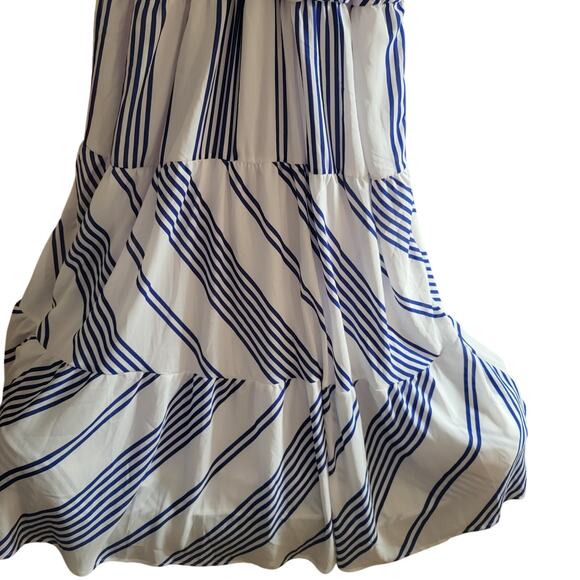 Brand New Ashley Stewart Belted Striped Maxi Dress Size 24 Blue and White - Picture 2 of 14